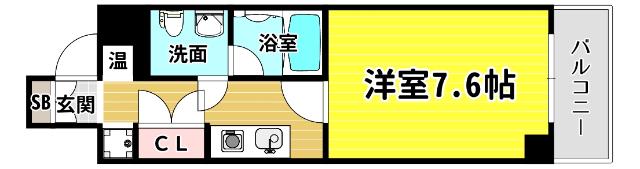 プロスペース弁天(1K/8階)の間取り写真