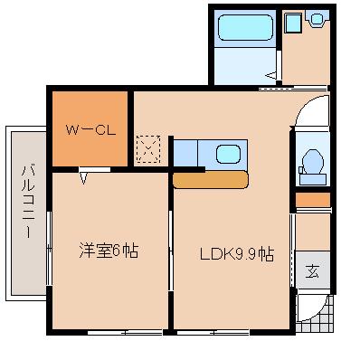レイウッド蒲町・2(1LDK/1階)の間取り写真