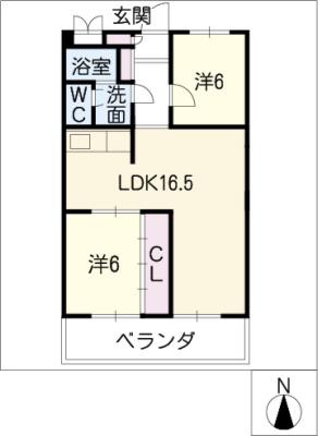 三國ビル(2LDK/3階)の間取り写真