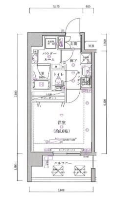 スパシエベルタ横浜(1K/6階)の間取り写真