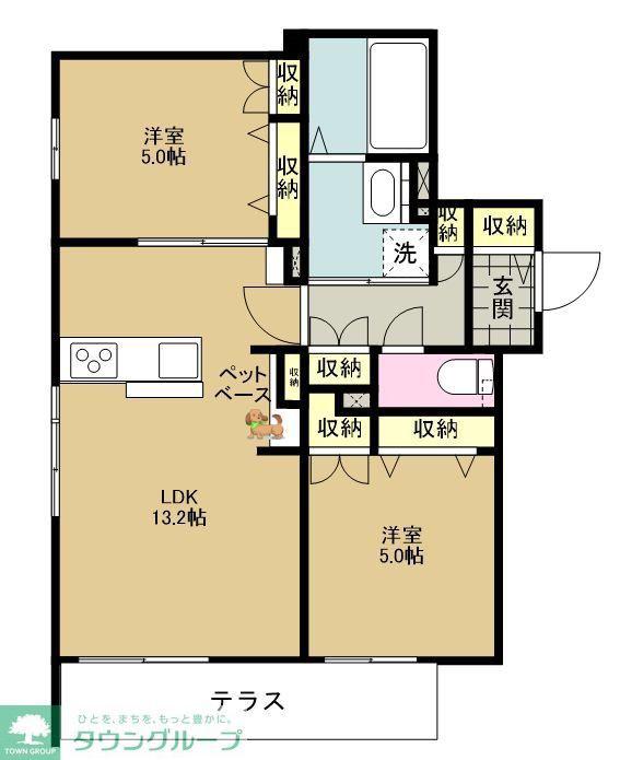 入谷西3丁目メゾン(2LDK/1階)の間取り写真