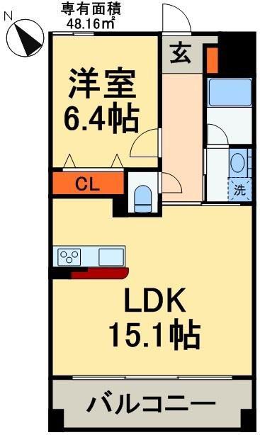 シャトレ・エスポワール(1LDK/3階)の間取り写真