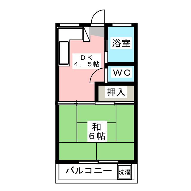 パークサイドハイツ(1DK/2階)の間取り写真