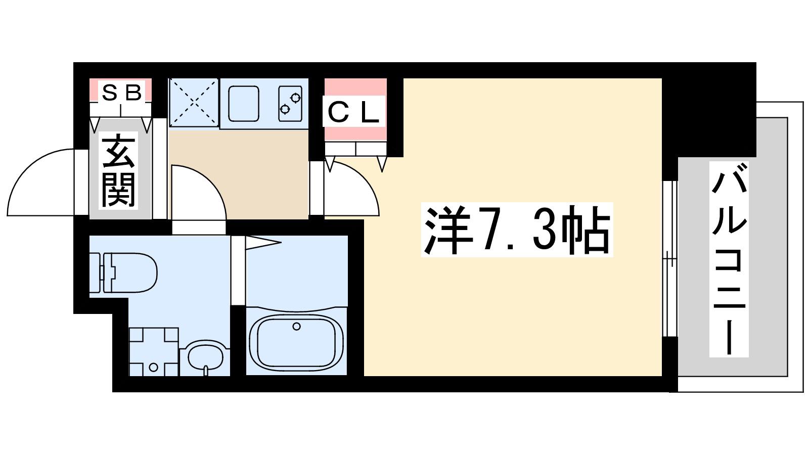 アスリート江坂2番館(1K/9階)の間取り写真
