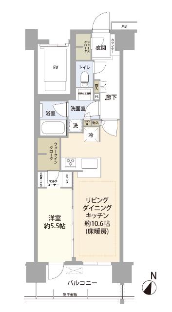サンクレイドル三郷中央(1LDK/8階)の間取り写真