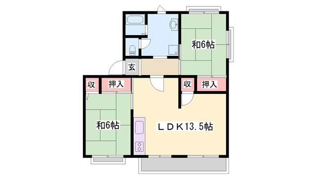 JR播但線 京口駅 徒歩19分 2階建 築31年(2LDK/1階)の間取り写真
