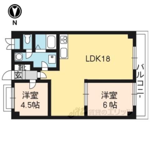 エスポワール京都(2LDK/5階)の間取り写真