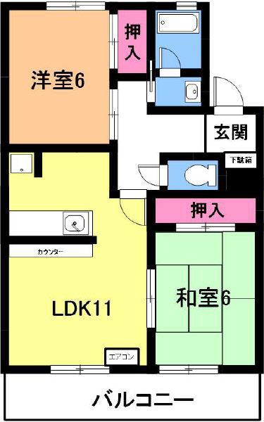 アイワコーポ(2LDK/2階)の間取り写真