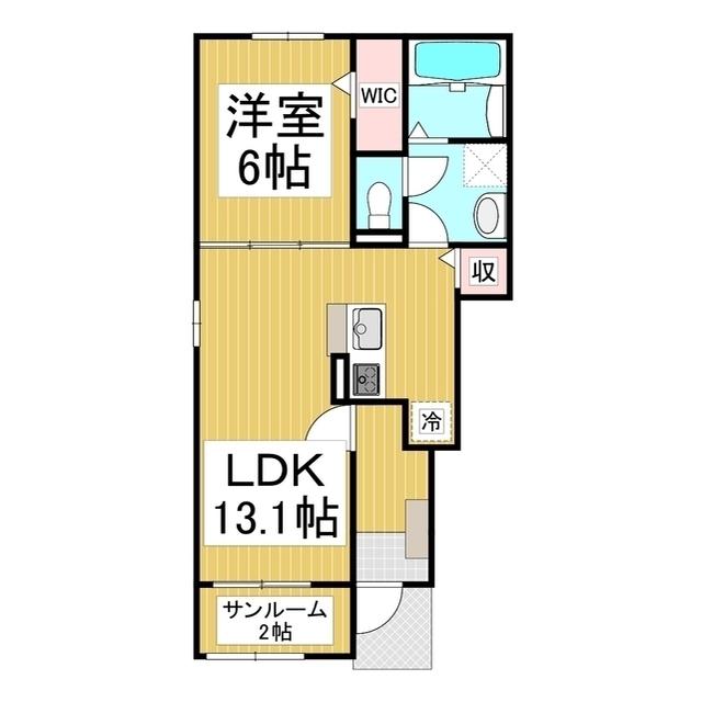 SPRING HILL A(1LDK/1階)の間取り写真