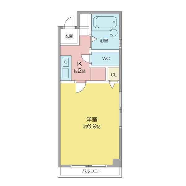 地下鉄東山線 池下駅 徒歩2分 4階建 築20年(1K/3階)の間取り写真