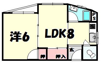 パレスマンション(1LDK/2階)の間取り写真