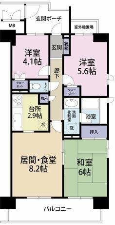 船橋ヒルズ(3LDK/2階)の間取り写真