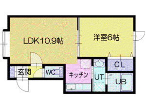 AMS江別II(1LDK/2階)の間取り写真