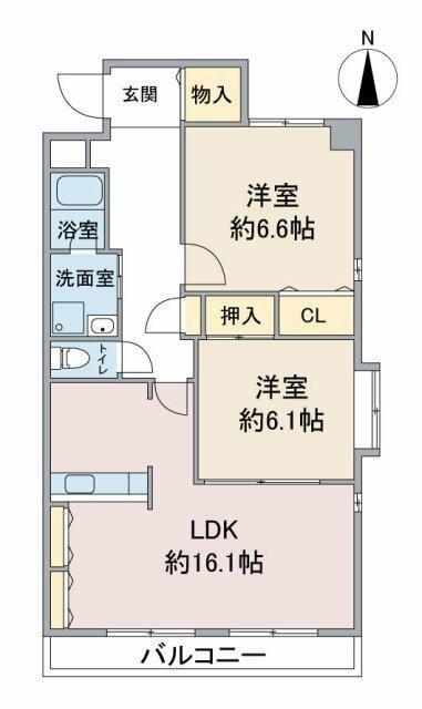 リアン東山(2LDK/7階)の間取り写真