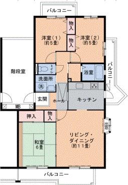 すずかけ台ハイツ第2(3LDK/4階)の間取り写真