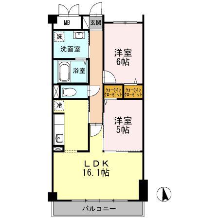 エレガントヴィラ(2LDK/2階)の間取り写真