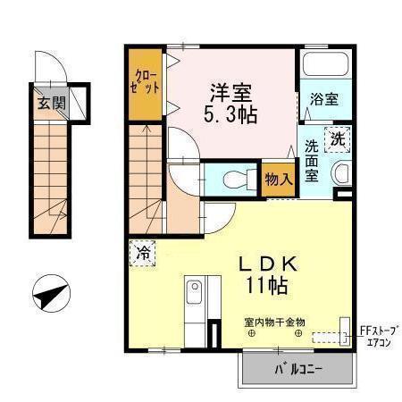 ベル コリーヌAB(1LDK/2階)の間取り写真