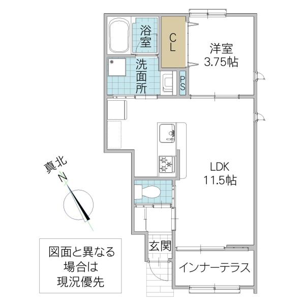 レーガベーネ堀口 II A棟(1LDK/1階)の間取り写真