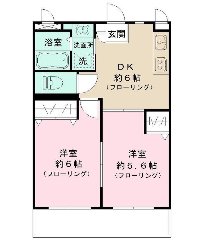 ビータスビル参番館(2DK/1階)の間取り写真