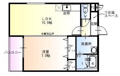 パルトネールさとのIII番館(1LDK/3階)の間取り写真