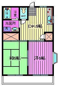 メゾン長栄II(2DK/2階)の間取り写真