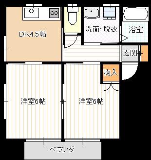 COCOKARA(2DK/2階)の間取り写真