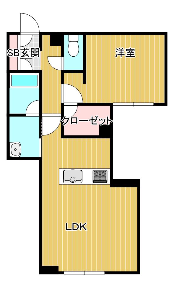 ファーストクラス(1LDK/2階)の間取り写真