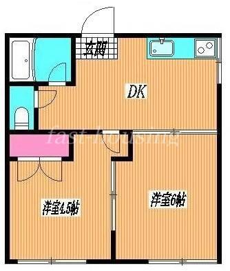 山桜ハイツ(2DK/2階)の間取り写真