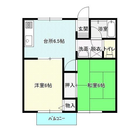 ビバライフ岬(2DK/2階)の間取り写真