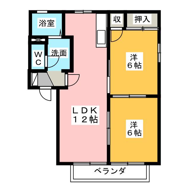 サウスウェーブ11番館(2LDK/2階)の間取り写真