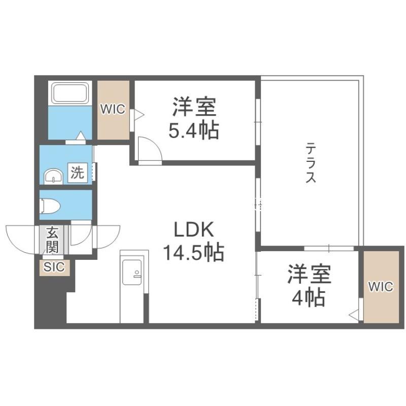 ブランシャールAS北16条N(2LDK/1階)の間取り写真