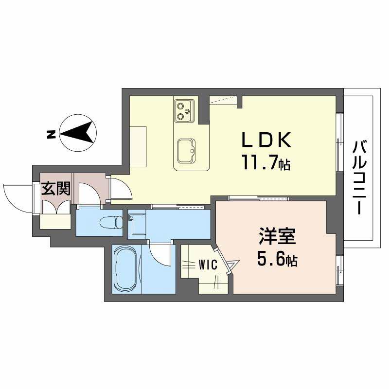 カワセミカーサ(1LDK/1階)の間取り写真