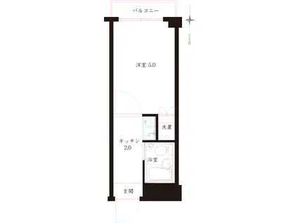 クレッセントI-1(1K/4階)の間取り写真