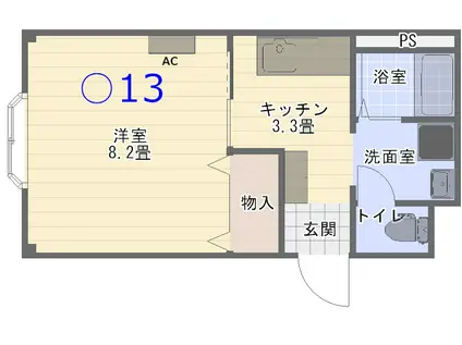 クレールヴァンテアン(1K/2階)の間取り写真