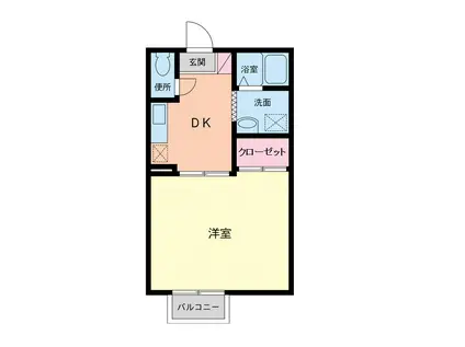 シェルブール(1K/2階)の間取り写真