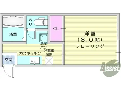 第二小田原コーポ(1K/1階)の間取り写真