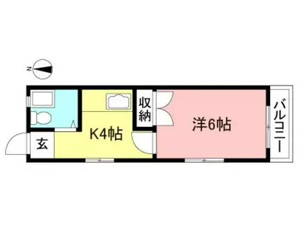 曙レジデンス(1K/2階)の間取り写真