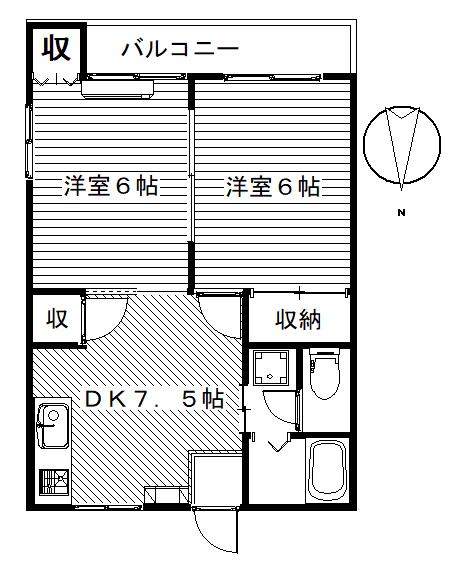 コンフォート・YOU(2DK/3階)の間取り写真