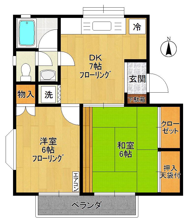 メゾンプラティークB棟(2DK/2階)の間取り写真