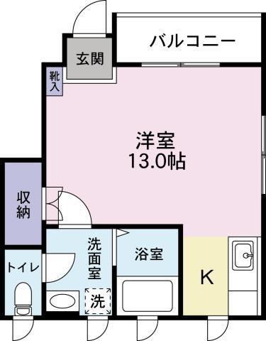 SUNRISE HOME カントリー(ワンルーム/1階)の間取り写真