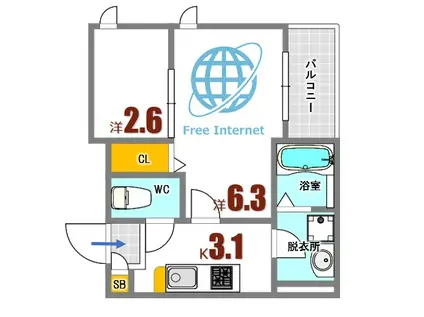 REGALEST‐S L´ARC VI(2K/3階)の間取り写真
