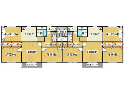 ベリスタタウン富岡(2LDK/2階)の間取り写真