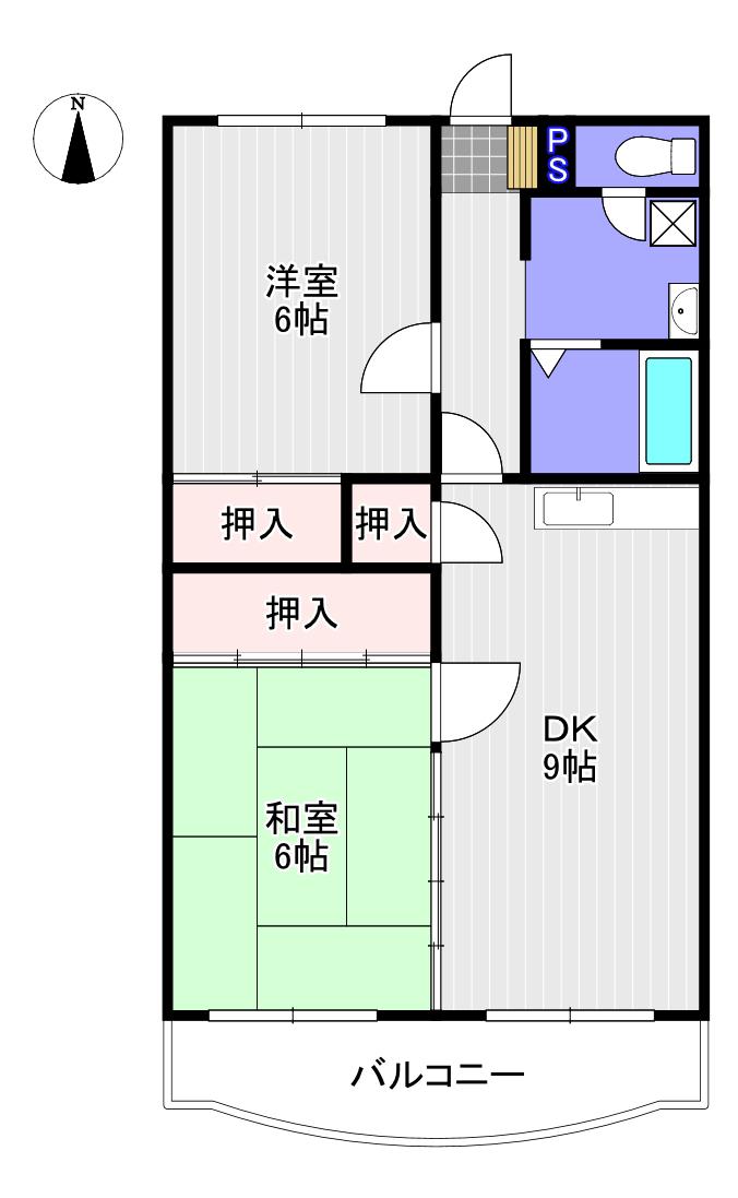 ニュー大手ハイツ(2DK/2階)の間取り写真