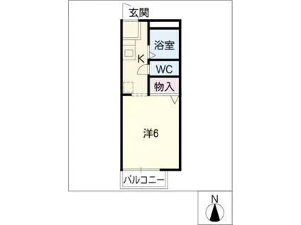 ガーデンヒル陽明(1K/1階)の間取り写真