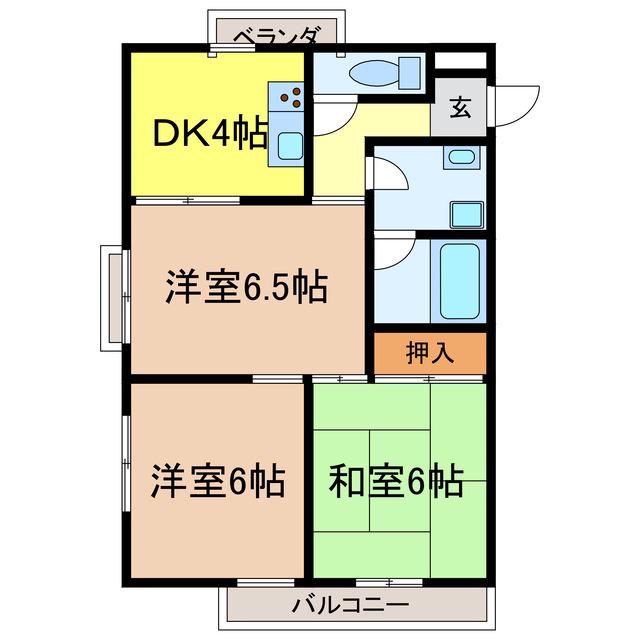 エクシード西大津(3DK/3階)の間取り写真