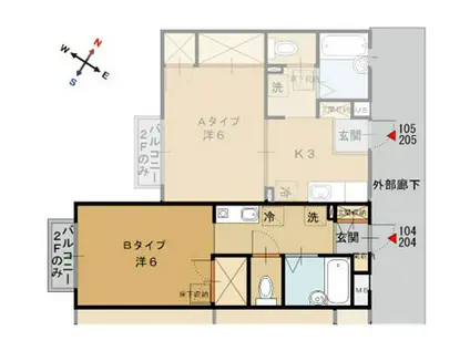 ラフィーネ Bタイプ(1K/1階)の間取り写真