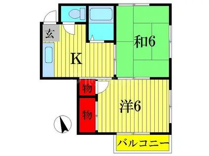 パークコート(2K/2階)の間取り写真