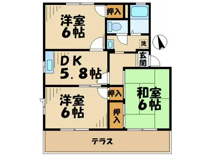 フレグランスS(3K/1階)の間取り写真
