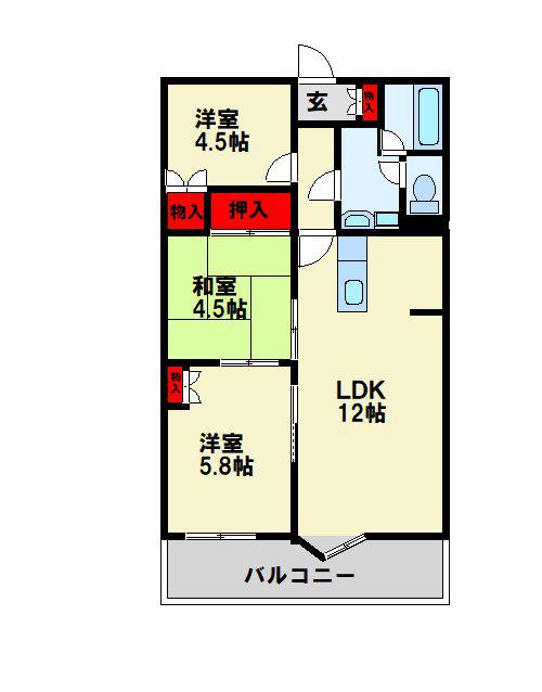 パラシオ高塔(3LDK/10階)の間取り写真