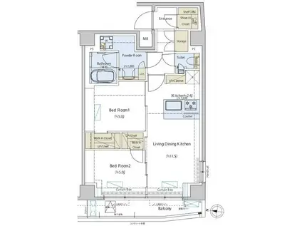 CEDAR PLAZA目黒本町(2LDK/4階)の間取り写真